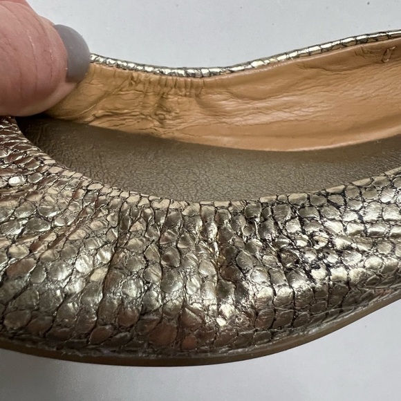 Banana Republic Gold Leather Snakeskin Ballet Flats - Picture 5 of 8